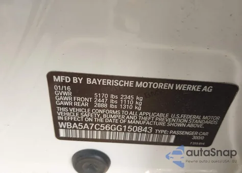 2016 BMW 528I xDrive z USA, uszkodzony, nr VIN WBA5A7C56GG150843